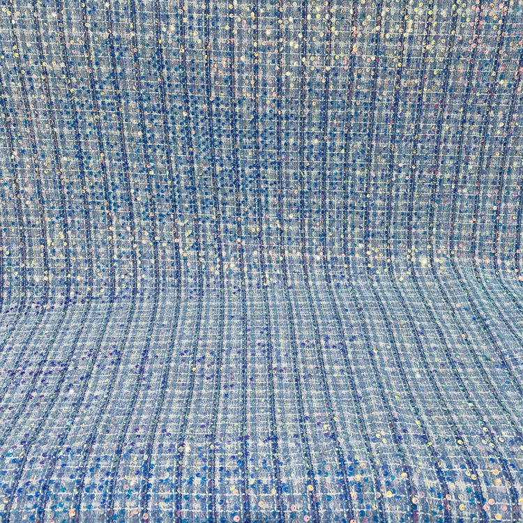 Sequinned Poly/PET Tweed - Blue