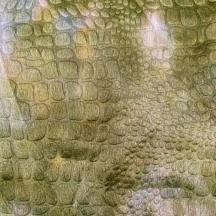 Knitted - Short Cut Pile - Embossed Crocodile Print - Khaki