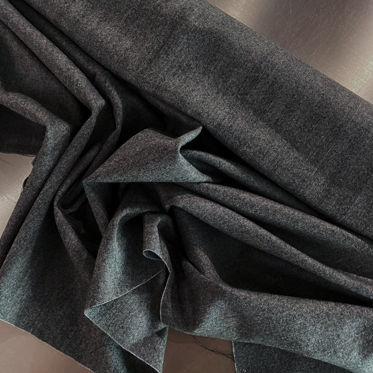 Australian Merino Brushed Wool Flannel - Herringbone - Dark Grey