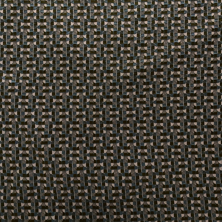 Art Déco Geometric Jacquard - Olive Green / Blue / Off-White