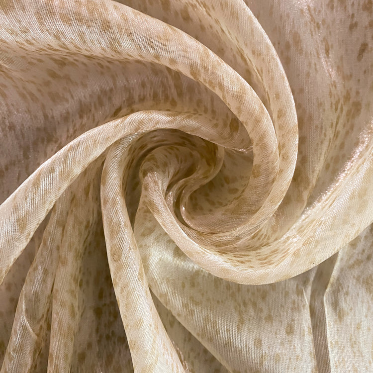 Speckle Stained Shimmer Organza - Antique White / Tan