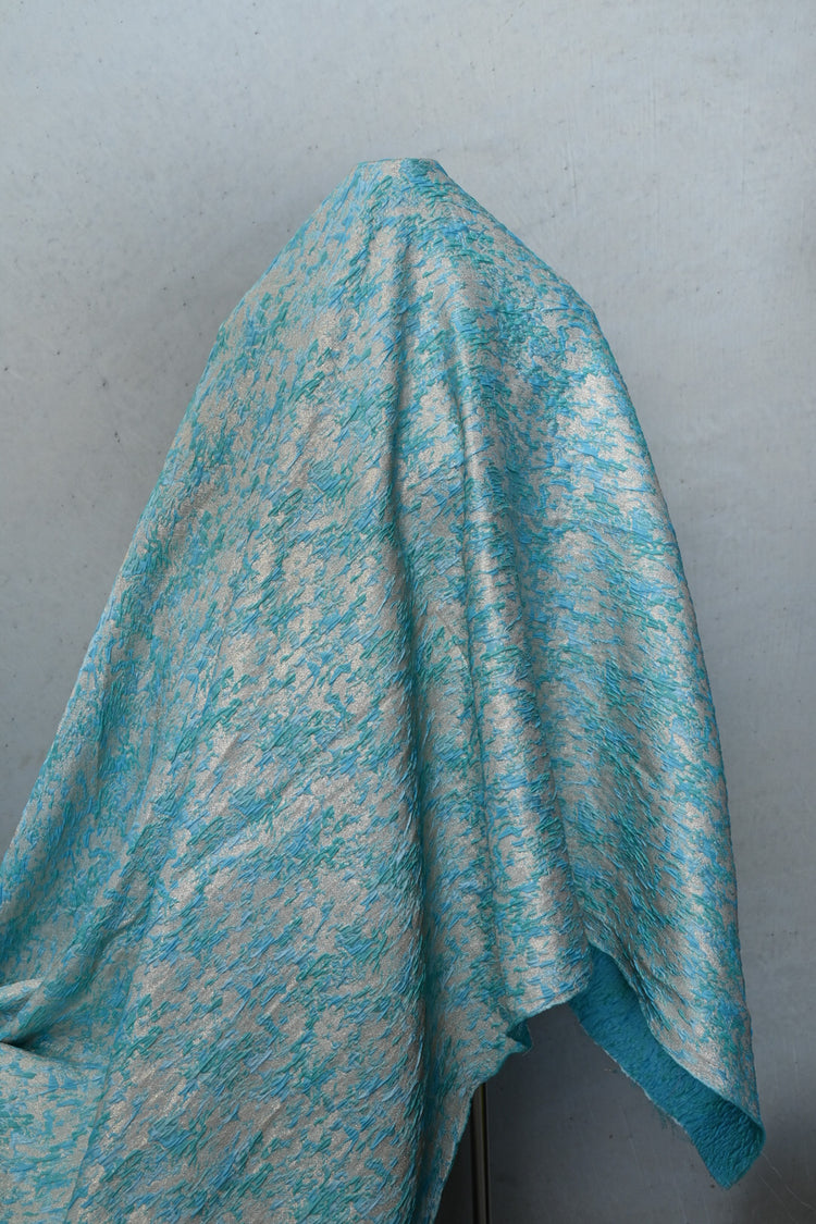 Abstract Crinkle Brocade - Aqua