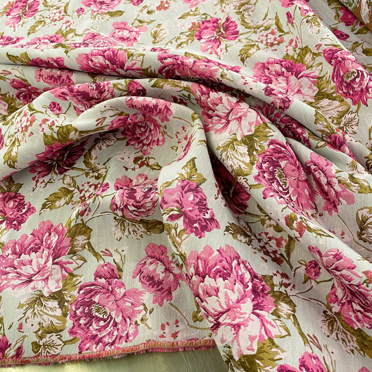Soft Rose Brocade - Hot Pink/Seashell