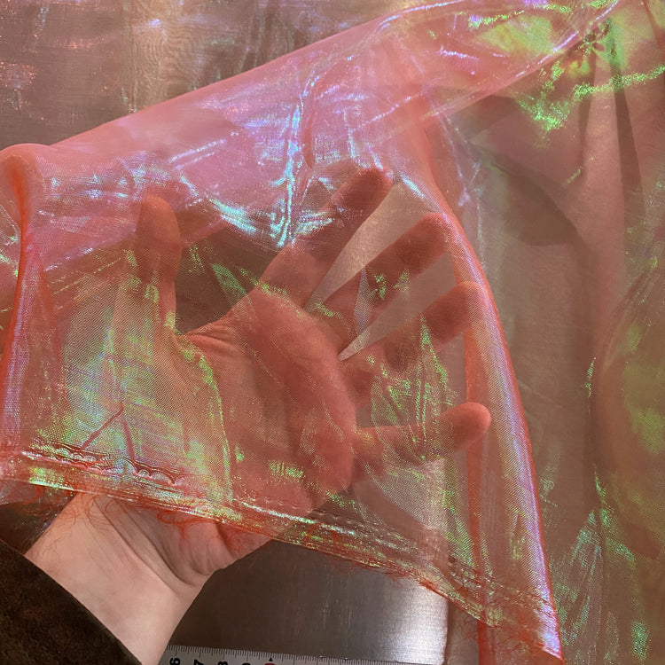 Holographic Organza - Salmon Red / Iridsecent