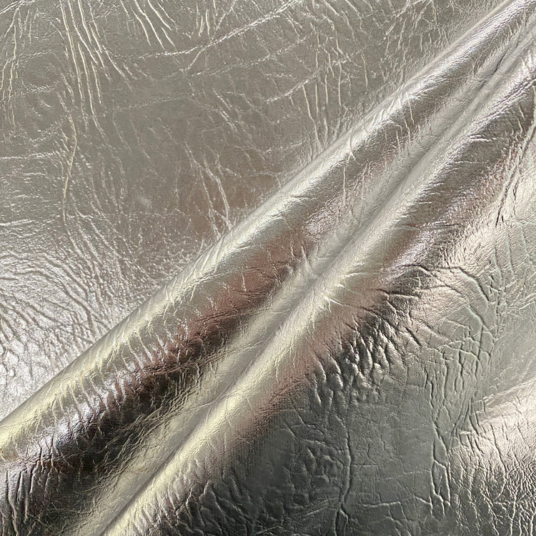 Metallic Wrinkle Grain Faux Leather - Silver