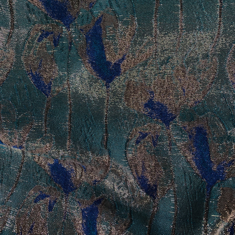 Spring Blossom Brocade - Metallic - Turquoise