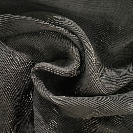 Burnished Spot Plisse Satin - Black