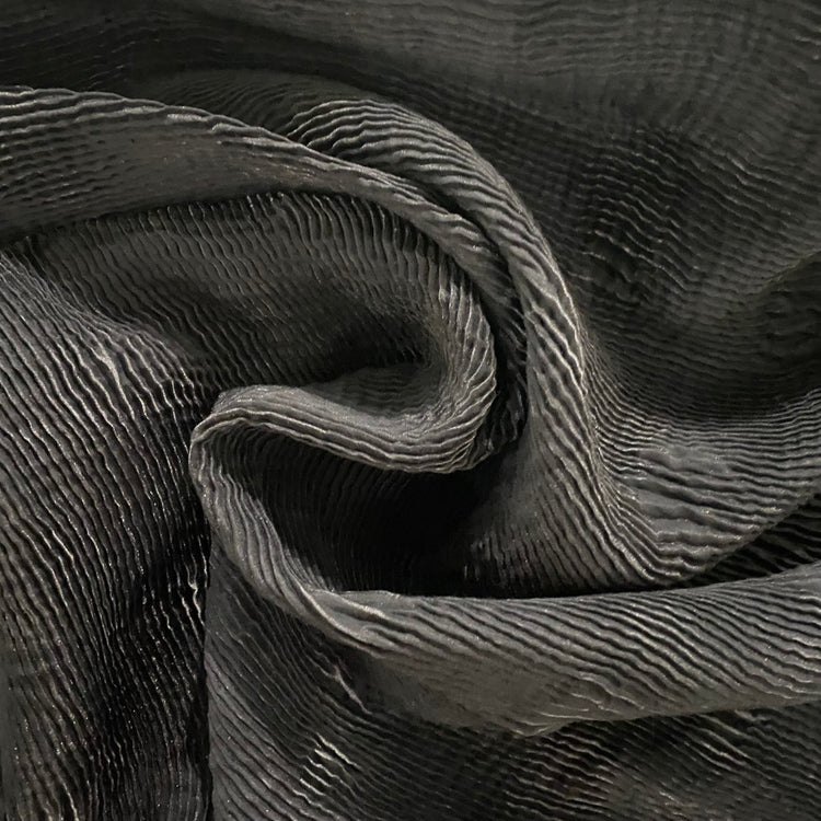 Burnished Spot Plisse Satin - Black