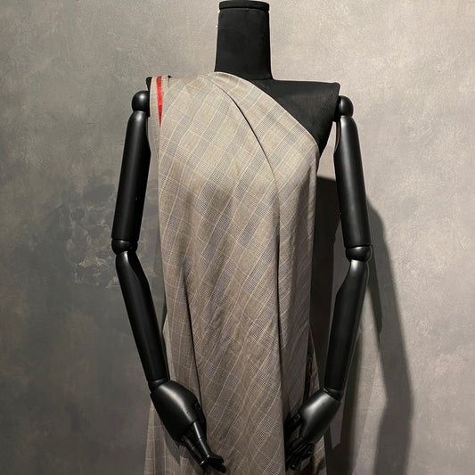 Australian Merino Worsted Wool Gabardine - Glen Plaid - Black / White / Blue