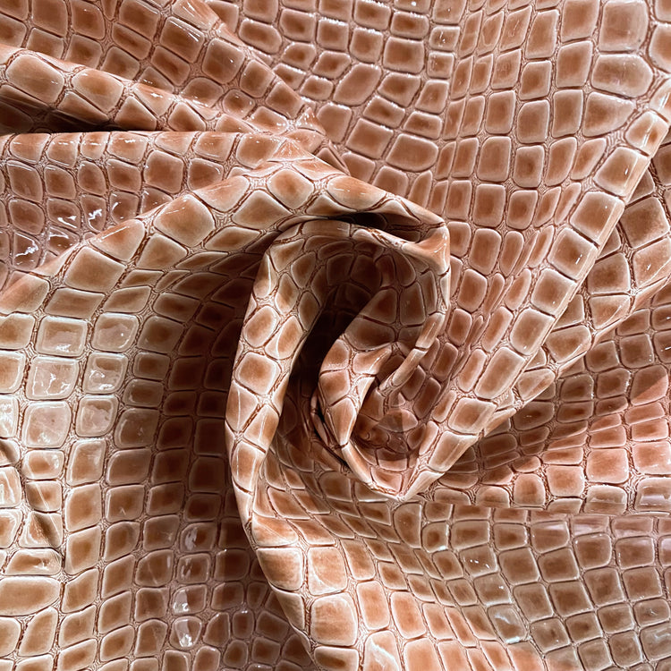 Patent Alligator Faux Leather - Medium Pattern - Light Salmon