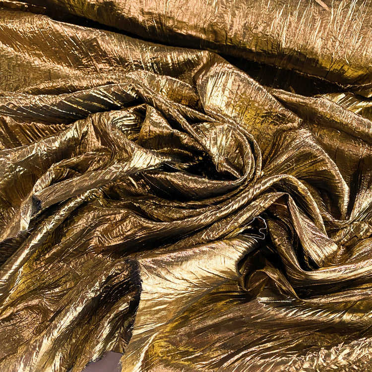 Creased Metallic Coated Chiffon - Gold