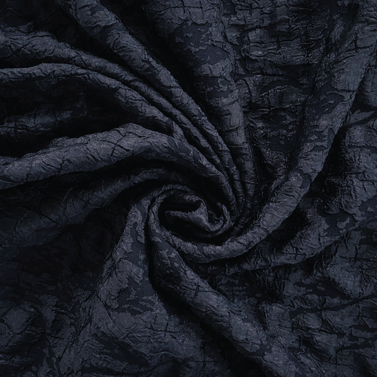 Crinkle Textured Cloqué - Navy / Midnight Blue
