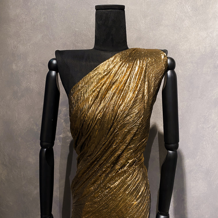 Creased Metallic Coated Chiffon - Gold