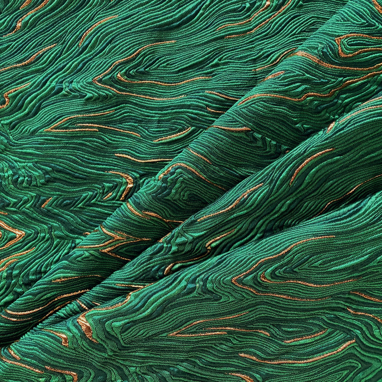 Contour Wave Brocade - Copper Metallic/Dark Green