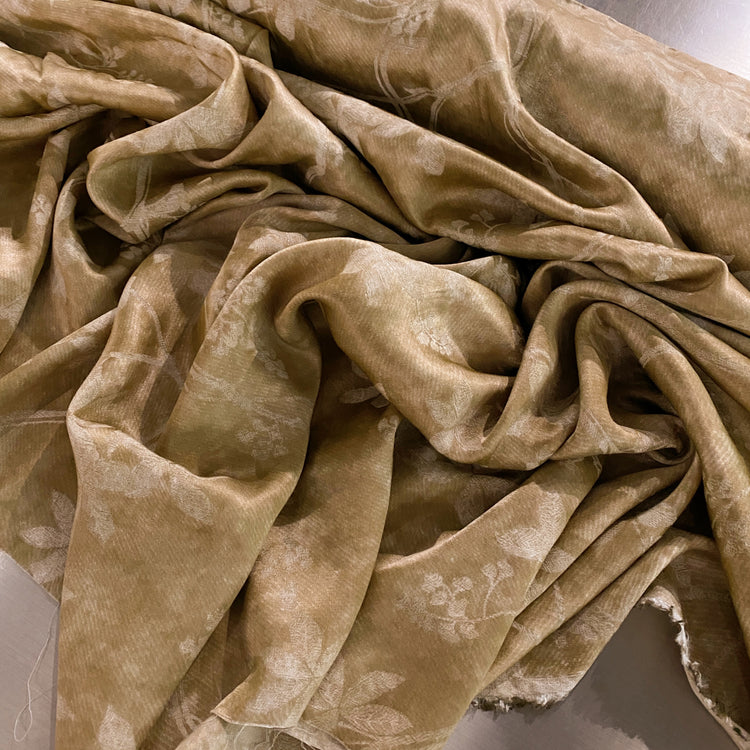 Botanical Stone Washed Satin Jacquard - Old Gold
