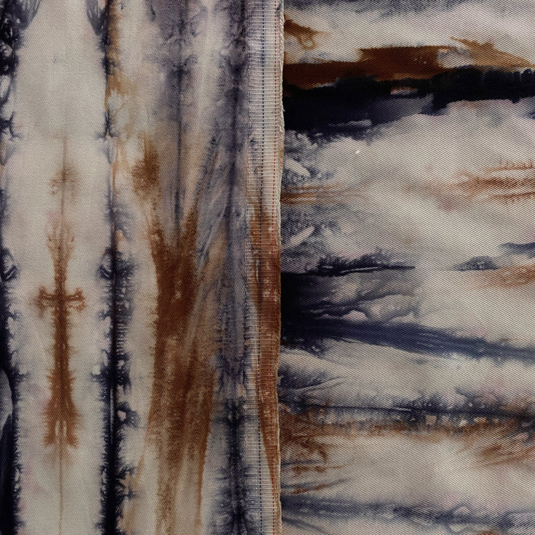 Dyed Stripe Tencel Woven Twill - Dark Blue, Sienna, Orchid
