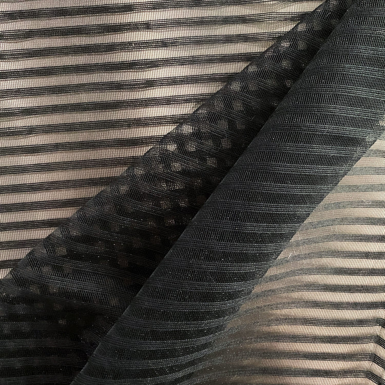 Striped Open-Weave Mesh - Black