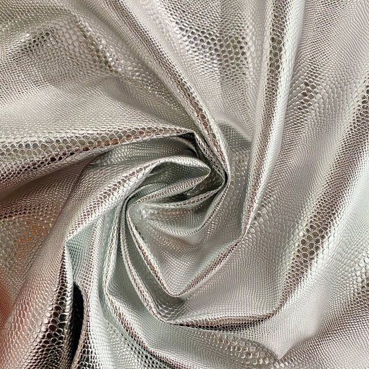 Foiled Snake Faux Leather - Fine Pattern - Silver