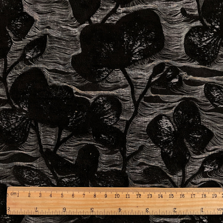 Botanical Dreamscape Velvet Jacquard - Black / Silver