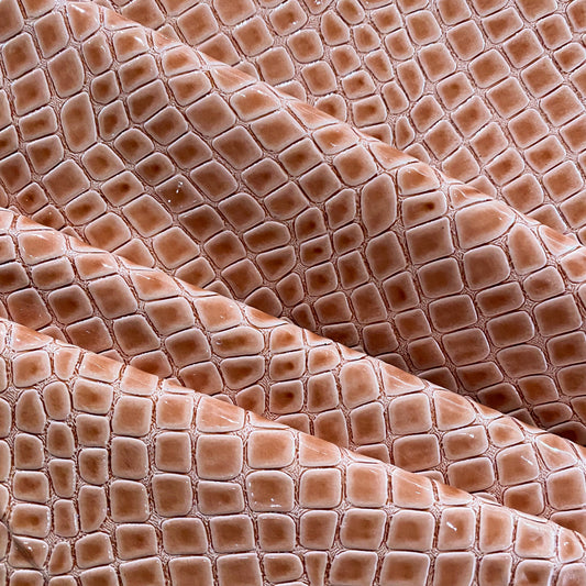 Patent Alligator Faux Leather - Medium Pattern - Light Salmon