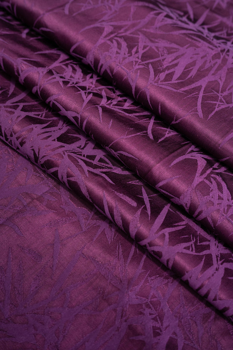 Bamboo Leaves Silk/Cotton Damask - Purple