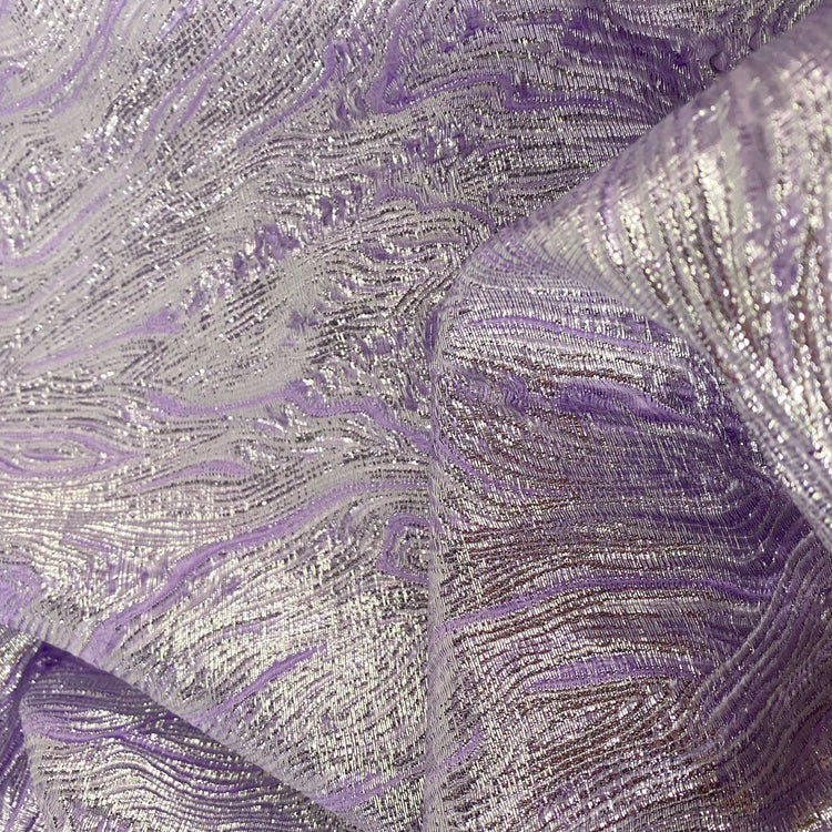 Contour Wave Brocade - Lavender/Silver Metallic