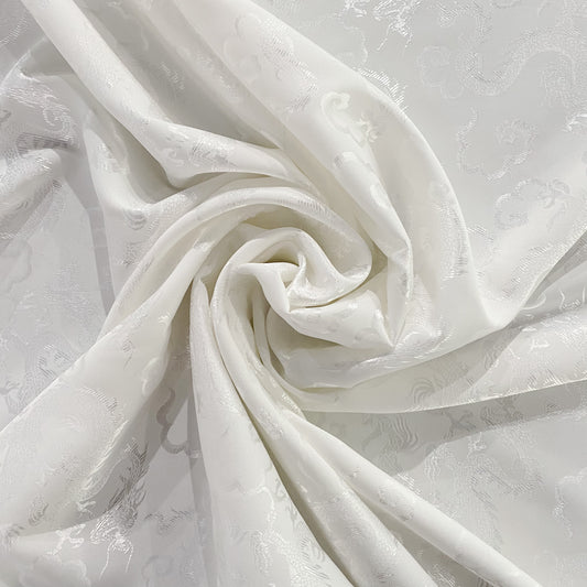 Dragon Satin Damask - White