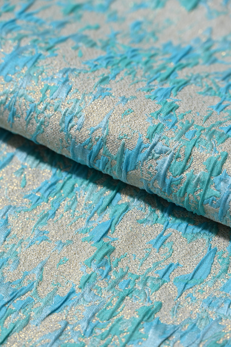 Abstract Crinkle Brocade - Aqua