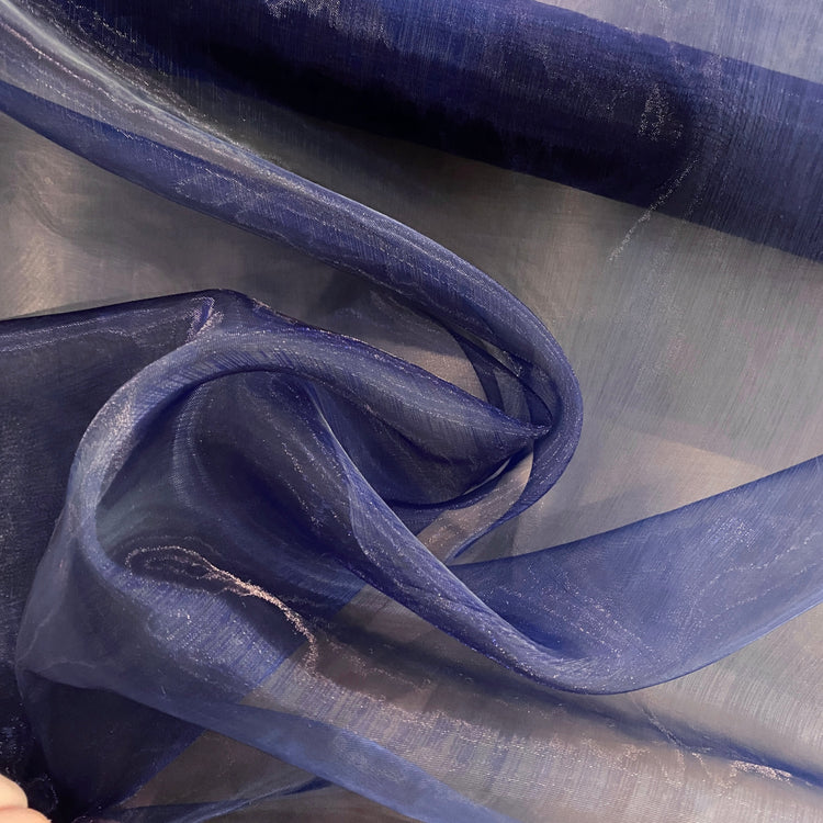 Liquid Steel Organza - Navy