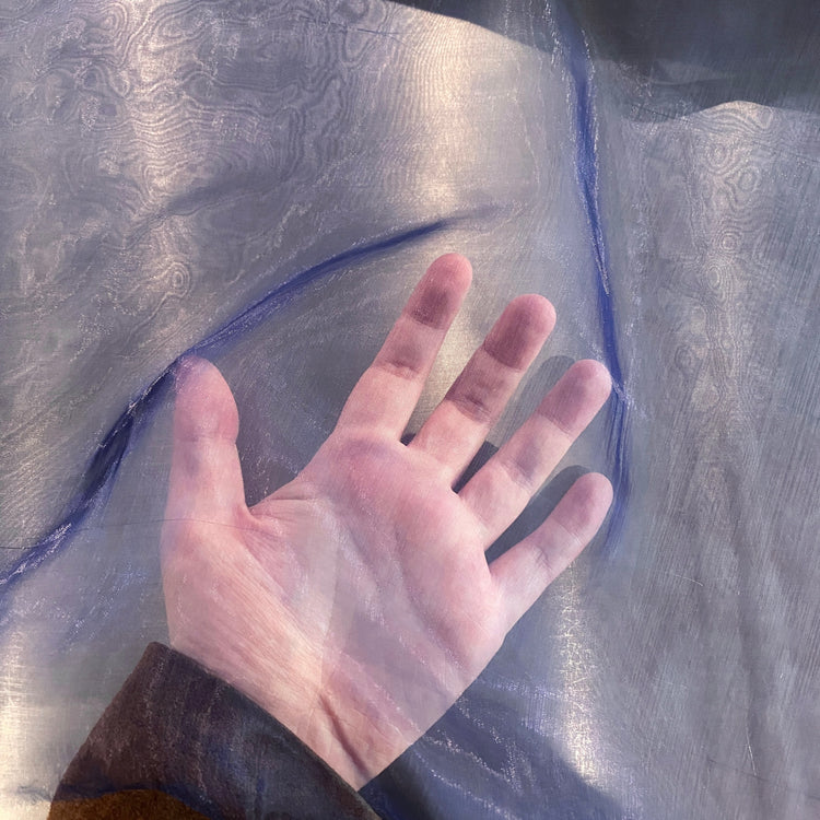 Liquid Steel Organza - Navy
