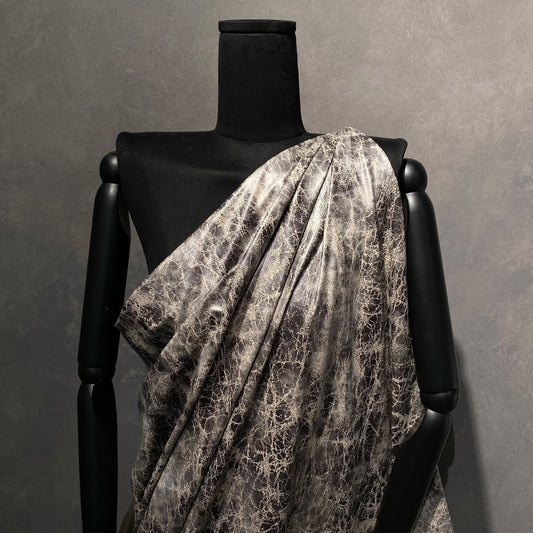 Crackle PU Suede Jersey - Dark Grey / Beige