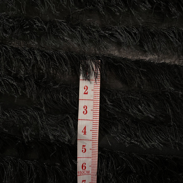 Appliqué Fringe Stripe Chiffon - Black