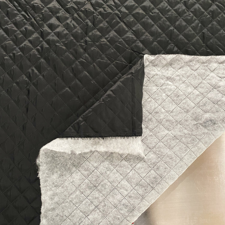 Diamond Quilted Satin - Black