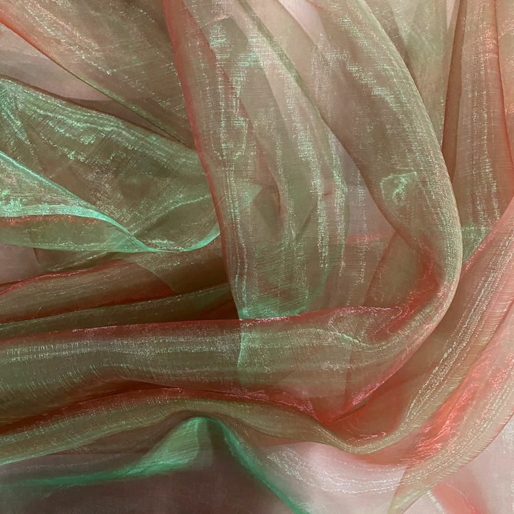Shot Organza - Light Green/Red