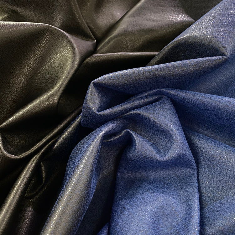 Felted Faux Leather - Black / Navy
