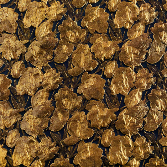 (Deadstock) 3D Rose Brocade - Metallic - Gold / Black