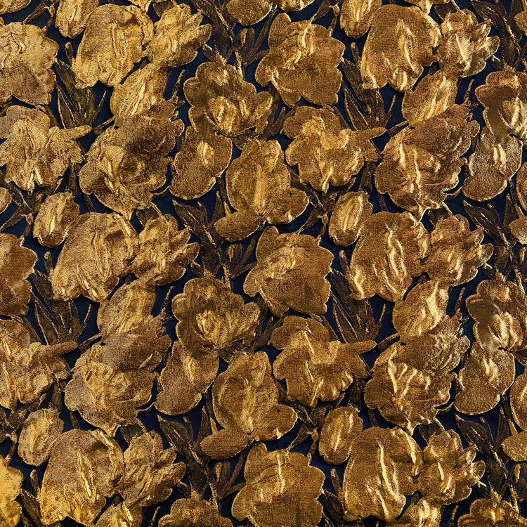 (Deadstock) 3D Rose Brocade - Metallic - Gold / Black