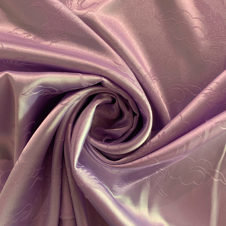 Satin Crane Motif Damask Jacquard - Lavender