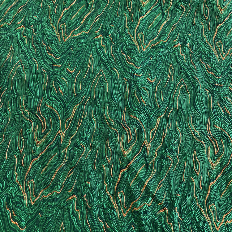 Contour Wave Brocade - Copper Metallic/Dark Green