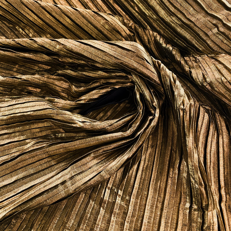 Metallic Coated Box Pleat Satin - Gold / Black