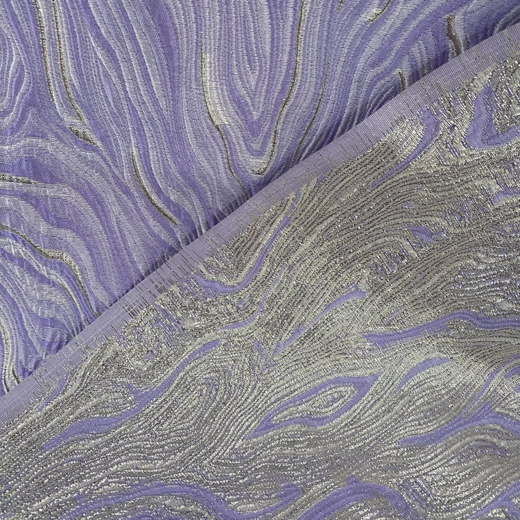 Contour Wave Brocade -  Pale Purple/Silver Metallic