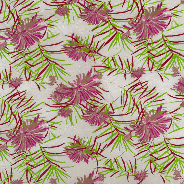 Sea Anemone & Hornwort Cotton Seersucker - Pink/Lime