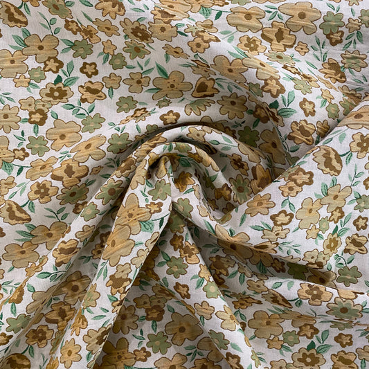 Pansy Cotton Blend Jacquard - Ivory/Dark Green