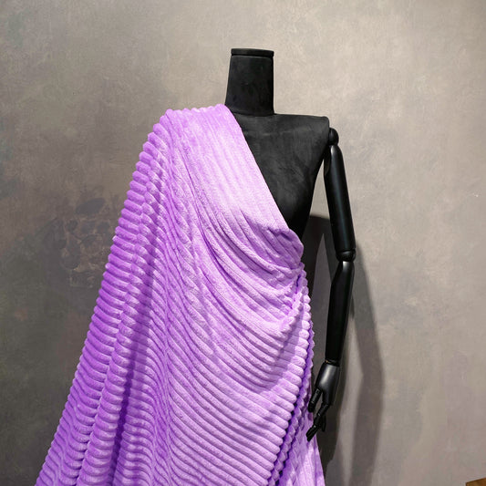 Pelted Striped Faux Fur - Short Pile -  Plum Purple