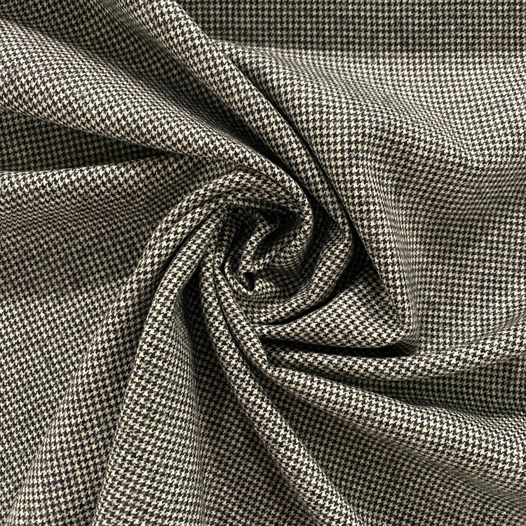 Australian Merino Brushed Wool Flannel - Puppytooth - Black / White
