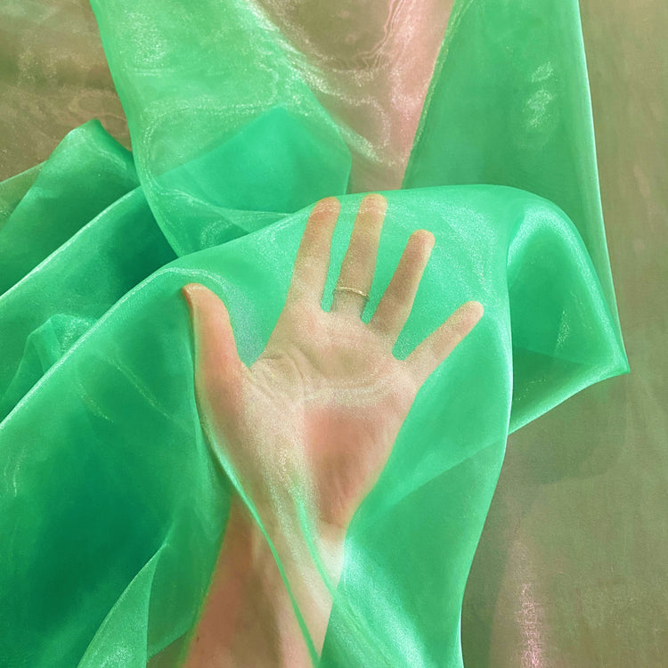 Metallic Organza - Lime Green