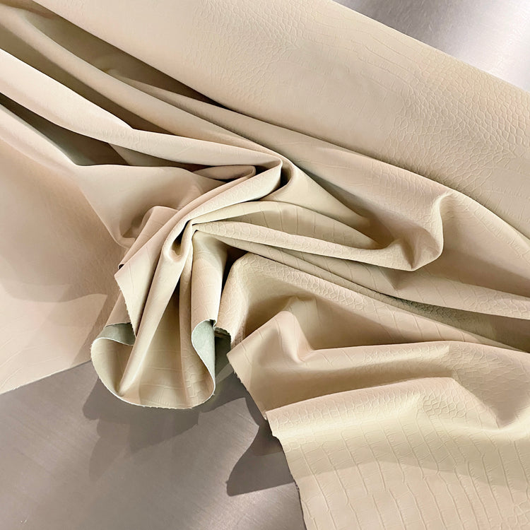 Embossed Reptile Nappa Faux Leather - Beige
