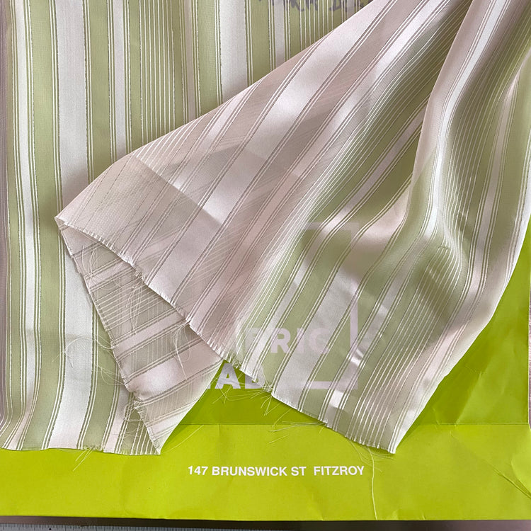 Metallic Chalkstripe Satin/Sheer - White/Silver