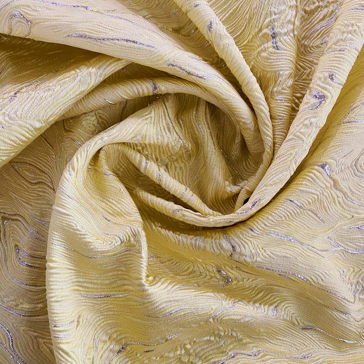 Contour Wave Brocade - Lemon Yellow/Silver Metallic