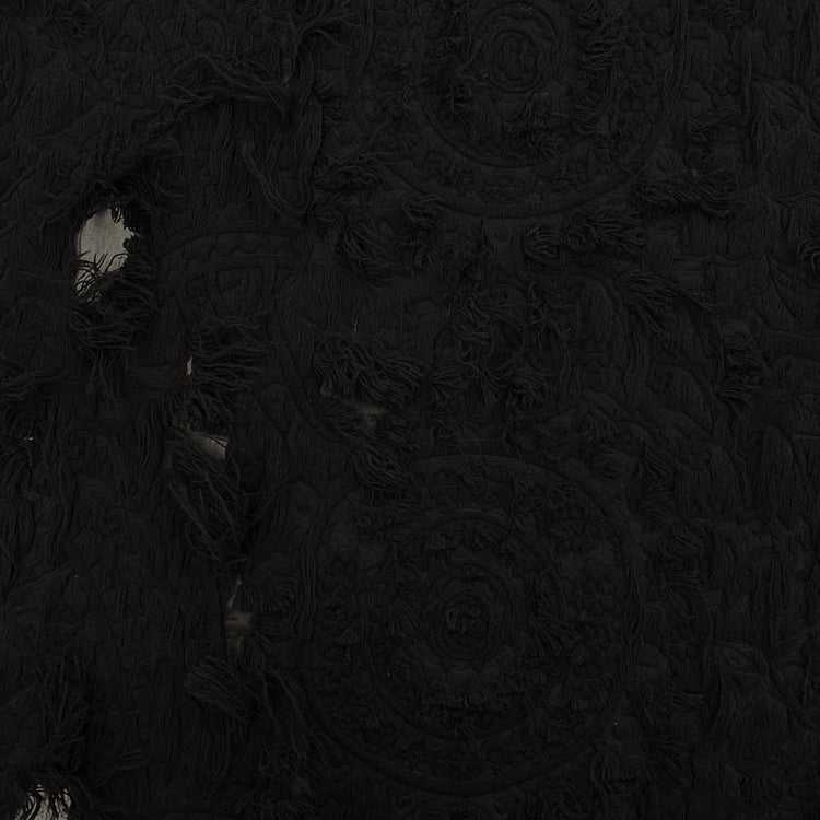 Chenille Cotton Fringe Tapestry Jacquard - Black